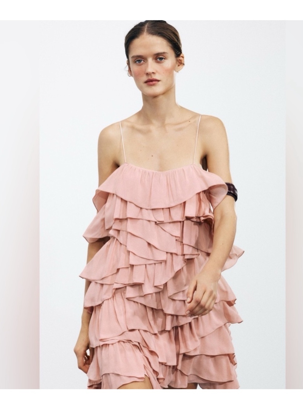 Zara Collection Blush Pink Ruffled Mini Dress